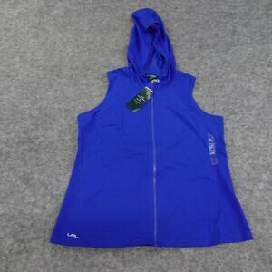 Ralph Lauren Hoodie Womens Medium Jacket Blue Athleisure Sleeveless Full Zip E